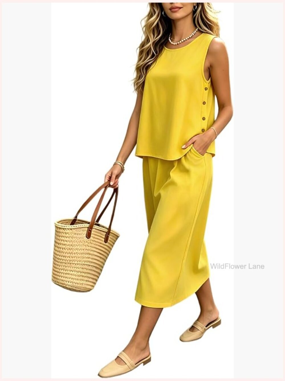 Two Piece Pajama Matching Set Sleeveless Blouse and Maxi Long Skirt Outfit with